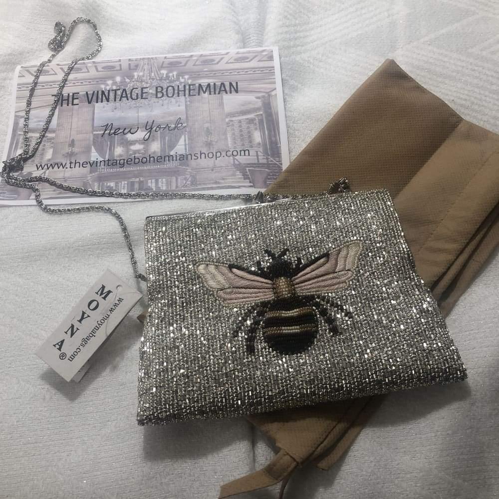 Moyna Beaded 3D Bee Square Clutch - The Vintage Bohemian