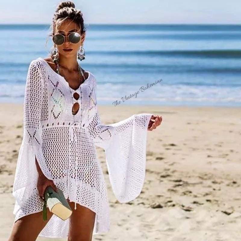 Mykonos Crochet Cover Up Dress | The Vintage Bohemian Mykonos Crochet Cover Up Dress | The Vintage Bohemian