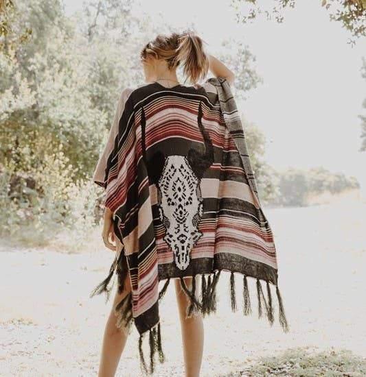 Bohemian Skull Kimono Poncho - The Vintage Bohemian