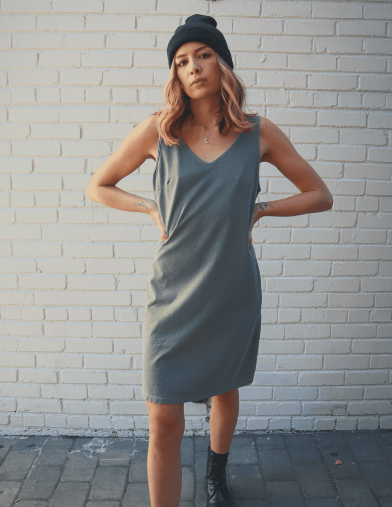 The Audrey Cotton Dress Olive - The Vintage Bohemian