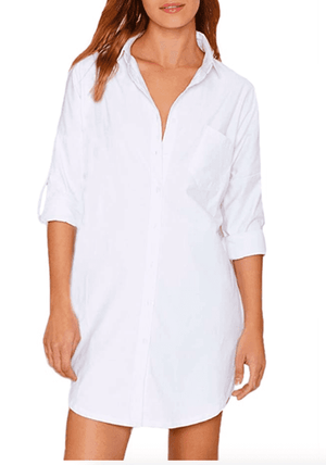 
            
                Load image into Gallery viewer, White Shirt Dress Classic Style - The Vintage Bohemian
            
        