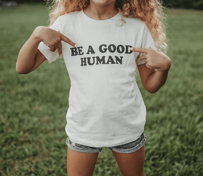 
            
                Load image into Gallery viewer, Be a Good Human Tee | Kids - The Vintage Bohemian
            
        