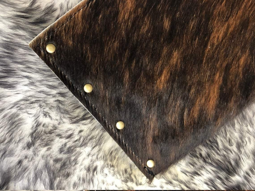 Cowhide Clutch Envelope Style with Leather Fringe - The Vintage Bohemian