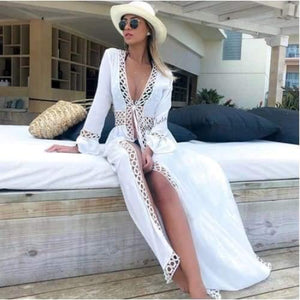 Lucia Belted White Kimono - The Vintage Bohemian