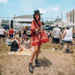 Monet Red Floral Boho Dress - The Vintage Bohemian