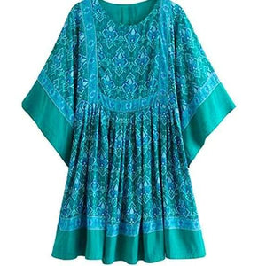 Monet Blue Floral Boho Dress - The Vintage Bohemian