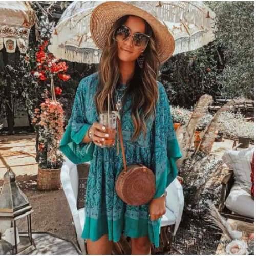 Monet Blue Floral Boho Dress | The Vintage Bohemian