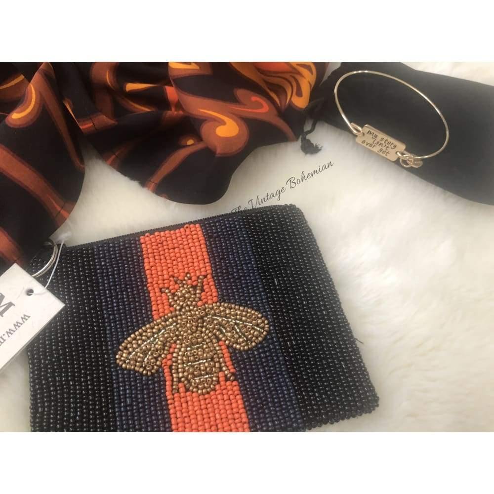 Moyna Beaded 3d Bee Coin Purse - The Vintage Bohemian