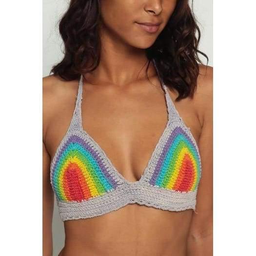 Rainbow Crochet Bikini Top - The Vintage Bohemian