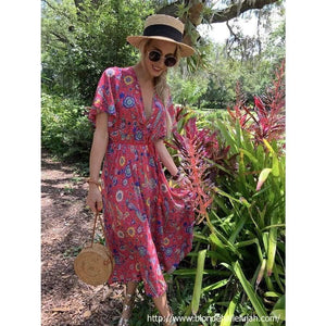 Santorini Boho Maxi Dress - The Vintage Bohemian