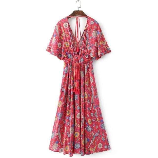Santorini Boho Maxi Dress - The Vintage Bohemian