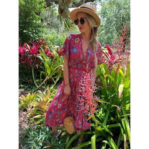 Santorini Boho Maxi Dress - The Vintage Bohemian