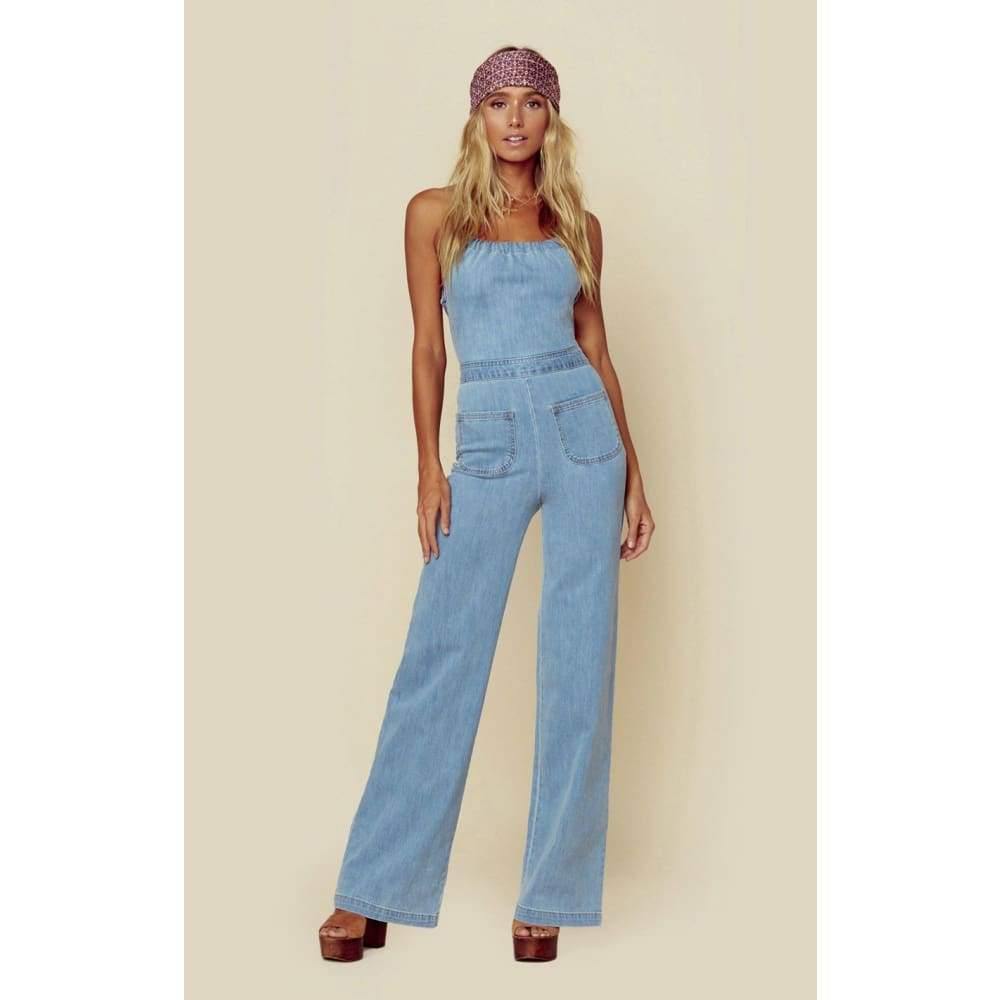 Stoned Immaculate Jean Genie Denim Jumpsuit - The Vintage Bohemian