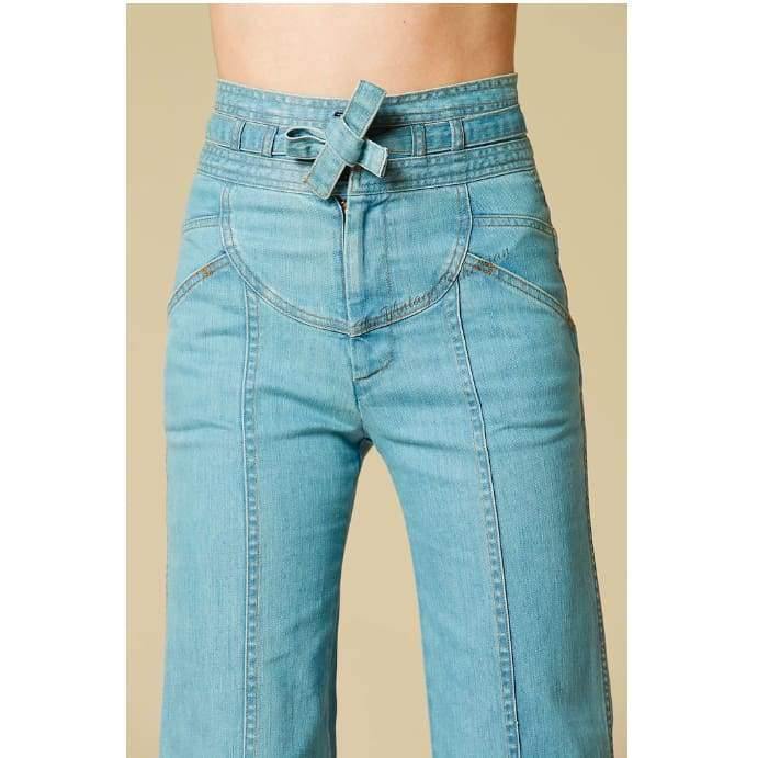 
            
                Load image into Gallery viewer, Stoned Immaculate Waiting For The Sun Bells in Topanga Flare Jeans - The Vintage Bohemian
            
        