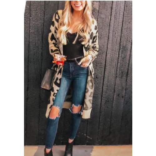 Leopard Knit Cardigan - The Vintage Bohemian